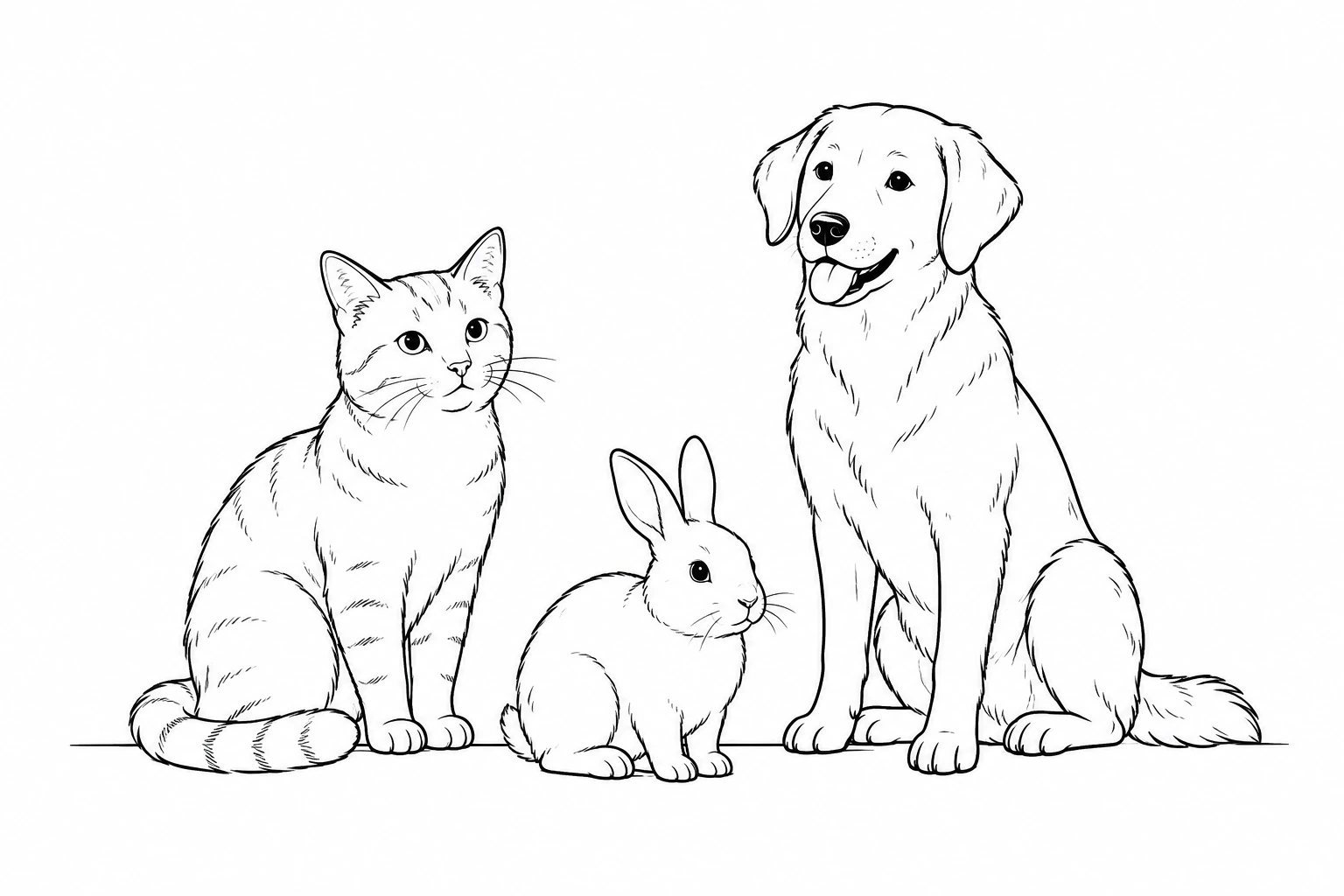 Кошка, кролик и собака